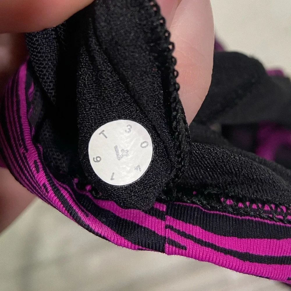 Lululemon Purple Black Zebra Striped Free To Be Tranquil Bra 4